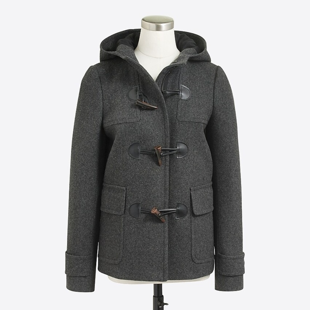 J. Crew Wool-blend Jacket with Hood Charcoal Gray